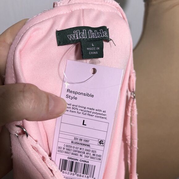 Wild Fable Dress Women's Large Pink Pastel Ruffle Textured Midi Slip Y2K New - Picture 16 of 16